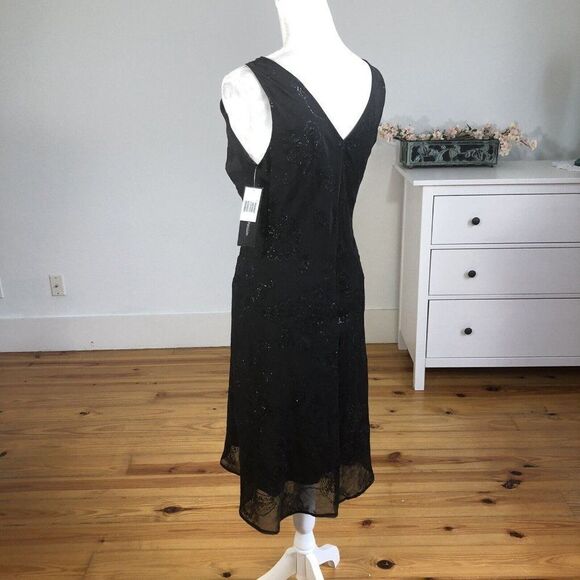 New Faith Love Passion Dress 9 Black Sparkle Surplice Sleeveless Sheath Cocktail - Picture 9 of 12